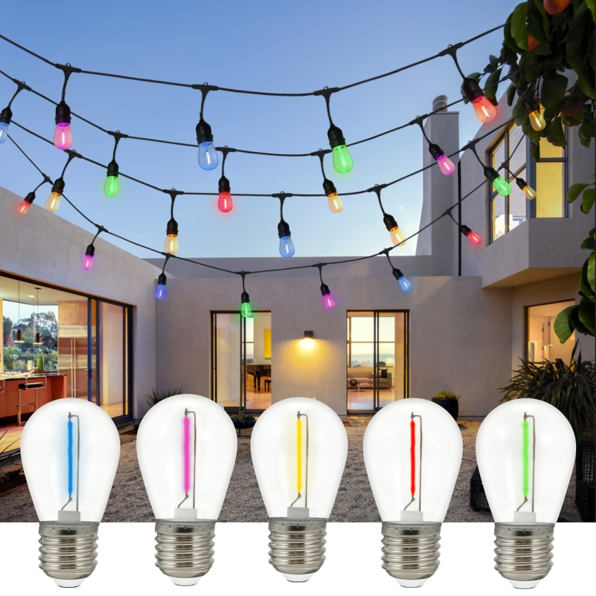 LED Екстериорни декоративни лампички PARTY NEON 7,6 м 10xE27/0,6W/36V IP44