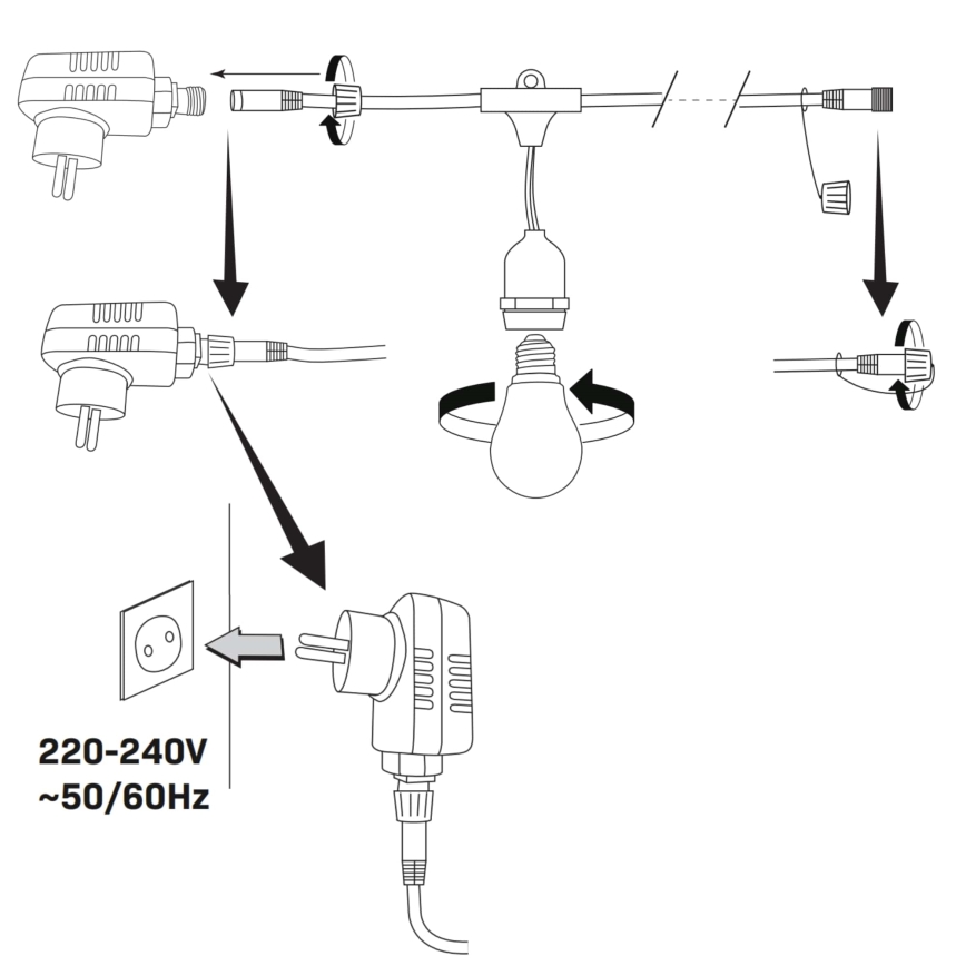 LED Екстериорни декоративни лампички PARTY NEON 7,6 м 10xE27/0,6W/36V IP44
