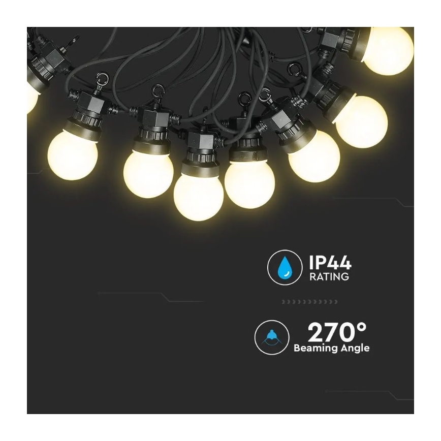 LED Екстериорни лампички STRING 10м 20xLED/0,5W/230V IP44 6000K