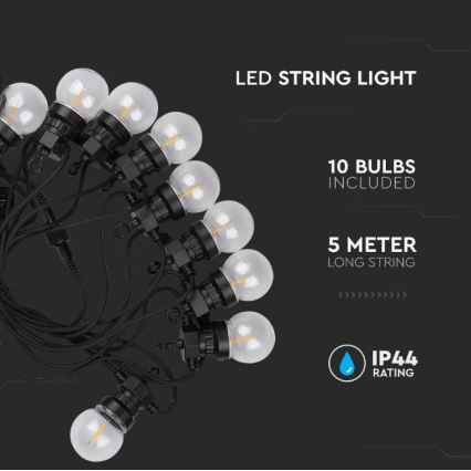 LED Екстериорни лампички STRING 5м 10xLED/0,4W/24/230V 3000K IP44