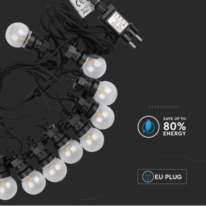 LED Екстериорни лампички STRING 5м 10xLED/0,4W/24/230V 3000K IP44