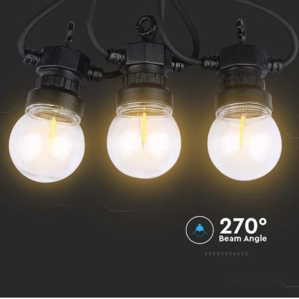 LED Екстериорни лампички STRING 5м 10xLED/0,4W/24/230V 3000K IP44