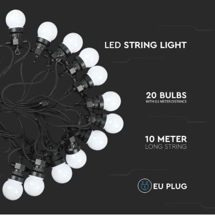 LED Екстериорни лампички STRING 10м 20xLED/0,5W/24/230V 3000K IP44