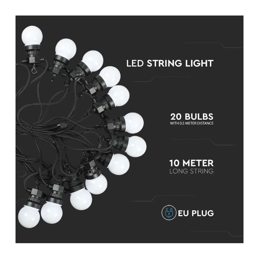 LED Екстериорни лампички STRING 10м 20xLED/0,5W/24/230V 3000K IP44