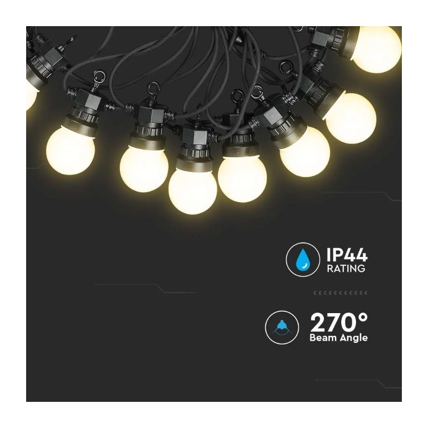 LED Екстериорни лампички STRING 10м 20xLED/0,5W/24/230V 3000K IP44