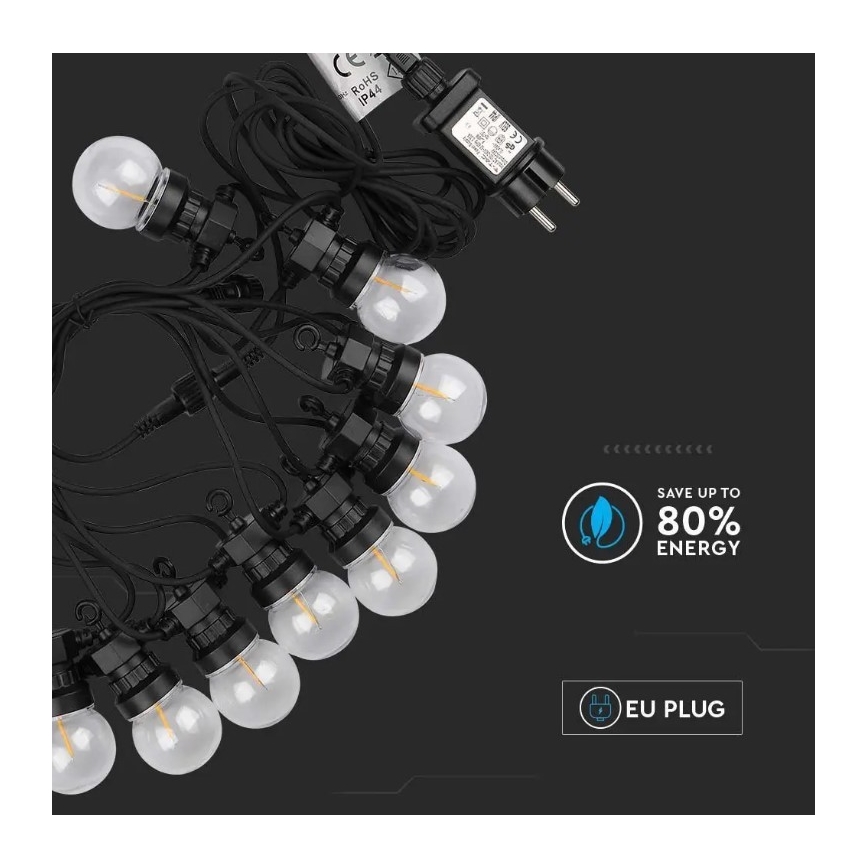 LED Екстериорни лампички STRING 5м 10xLED/0,4W/24/230V 3000K IP44