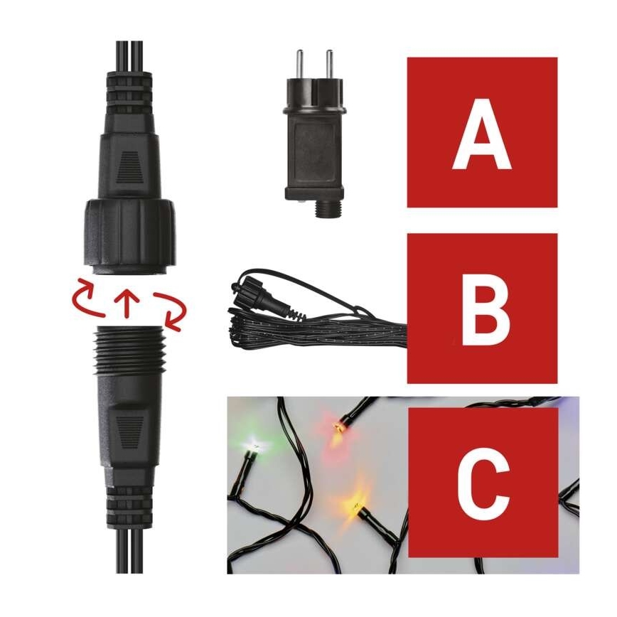 LED Екстериорни Коледни лампички 100xLED/15м IP44 шарени