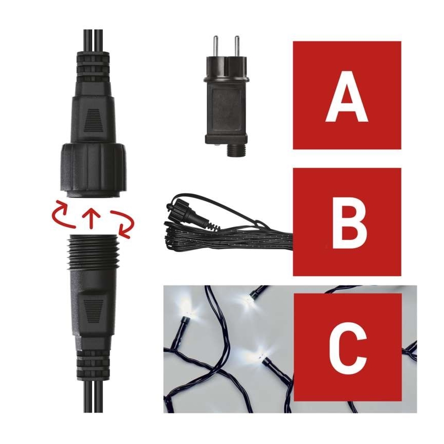 LED Екстериорни Коледни лампички 100xLED/15м IP44 студено бяло