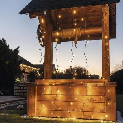 LED Екстериорни Коледни лампички 100xLED/1x2m IP44 топло бял