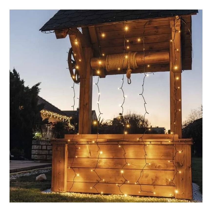 LED Екстериорни Коледни лампички 100xLED/1x2m IP44 топло бял