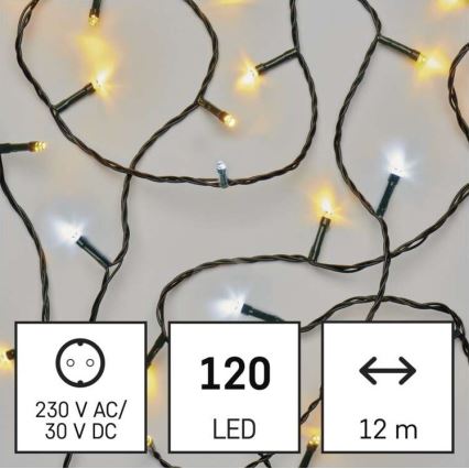 LED Екстериорни Коледни лампички 120xLED/17м IP44 топло/студено бяло