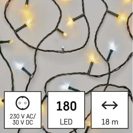 LED Екстериорни Коледни лампички 180xLED/23м IP44 топло/студено бяло