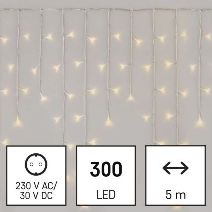LED Екстериорни Коледни лампички 300xLED/8 режима 10м IP44 топло бели + дистанционно