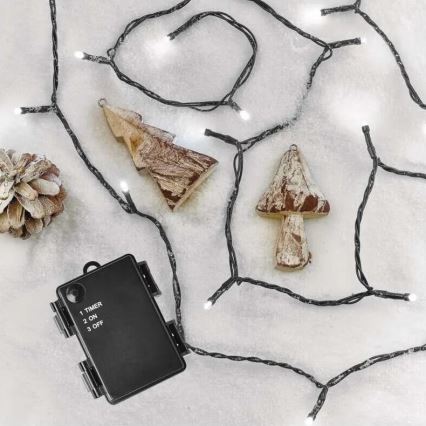 LED Екстериорни Коледни лампички 40xLED/3xAA 3,3m IP44 студено бял