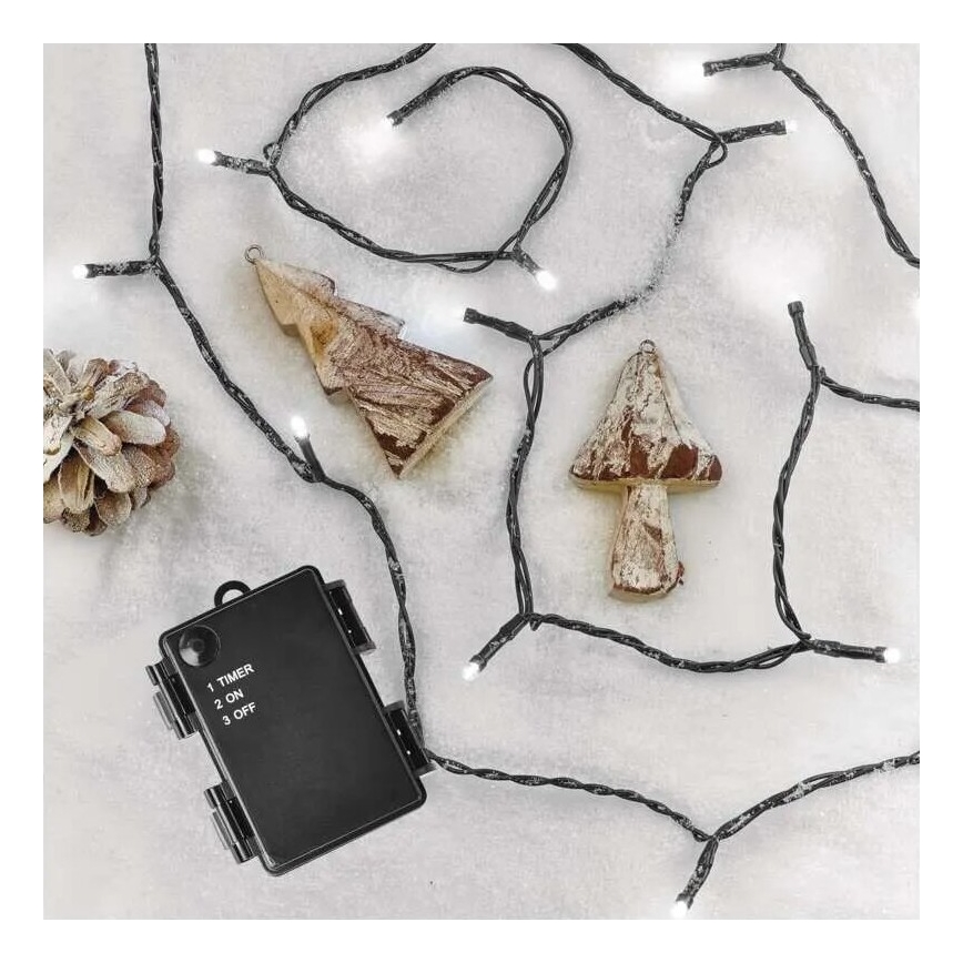 LED Екстериорни Коледни лампички 40xLED/3xAA 3,3m IP44 студено бял