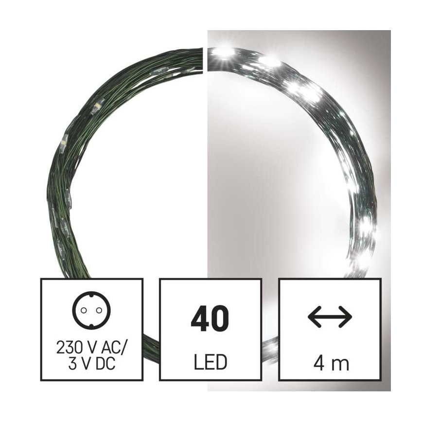 LED Екстериорни Коледни лампички 40xLED/9м IP44 студено бяло