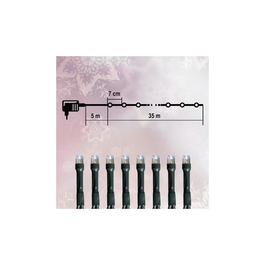 LED Екстериорни Коледни лампички 500xLED 35м IP44 студено бяло