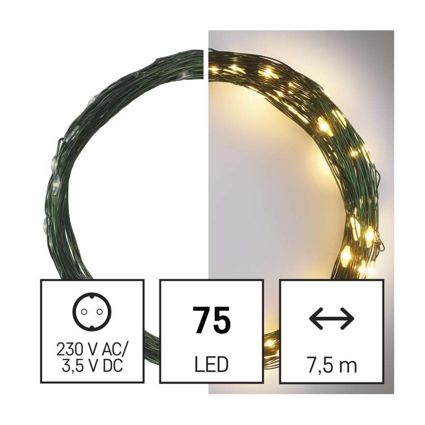 LED Екстериорни Коледни лампички 75xLED/12,5м IP44 топло бяло