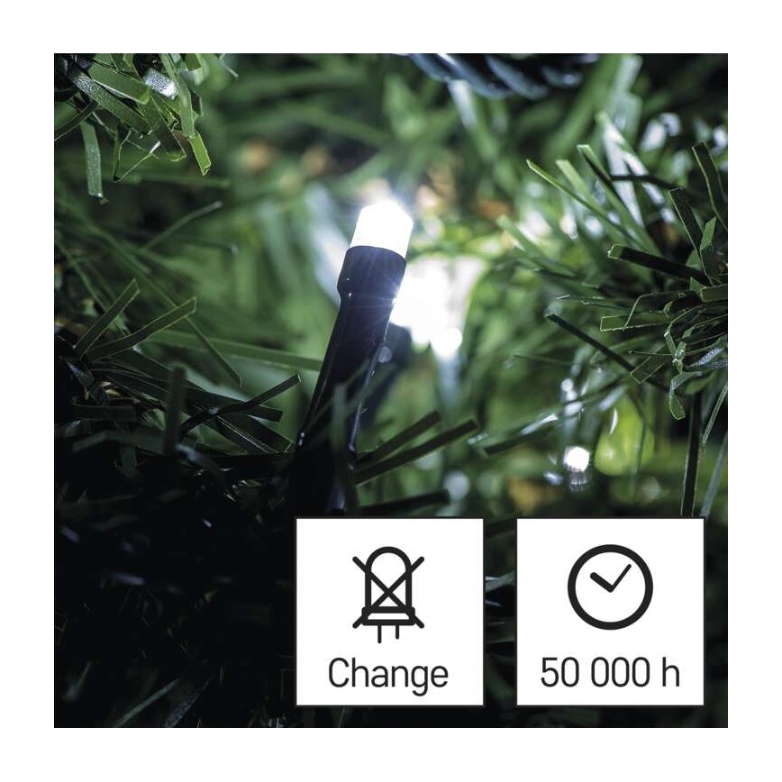 LED Екстериорни Коледни лампички 80xLED/13м IP44 студено бяло