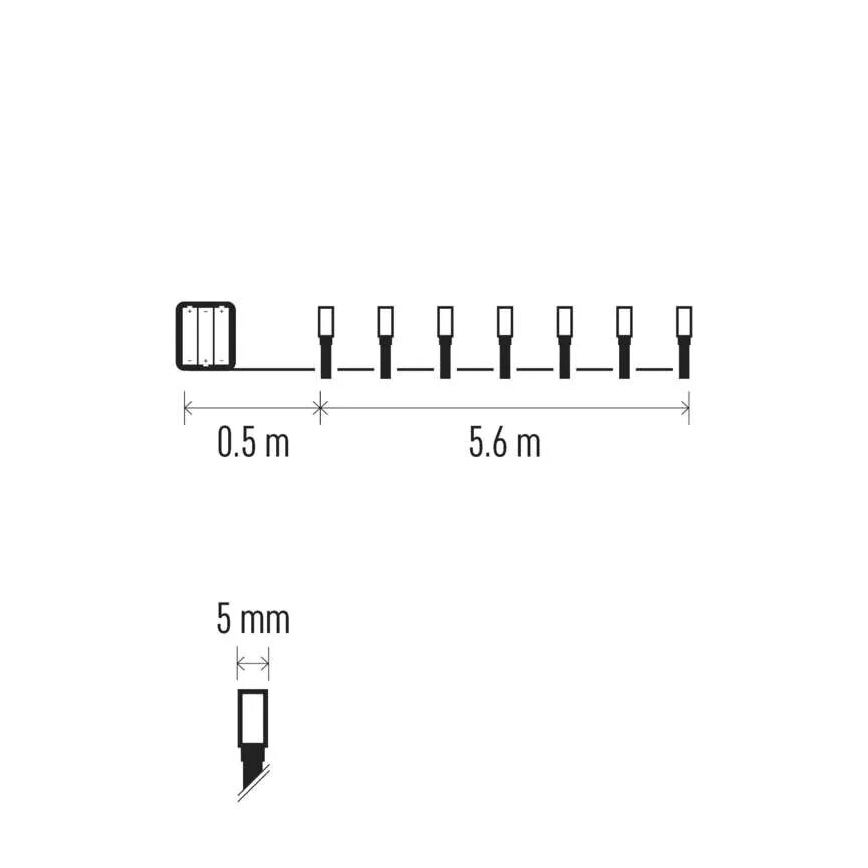 LED Екстериорни Коледни лампички 80xLED/3xAA 6,1m IP44 студено бял