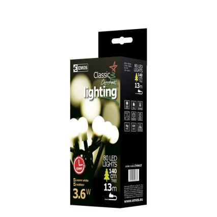 LED Екстериорни Коледни лампички CHAIN 80xLED 13м IP44 топло бяло