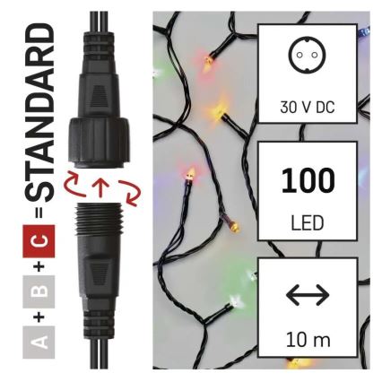 LED Екстериорни Коледни лампички 100xLED/10m IP44 многоцветен