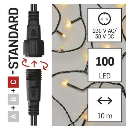 LED Екстериорни Коледни лампички 100xLED/10m IP44 топло бял