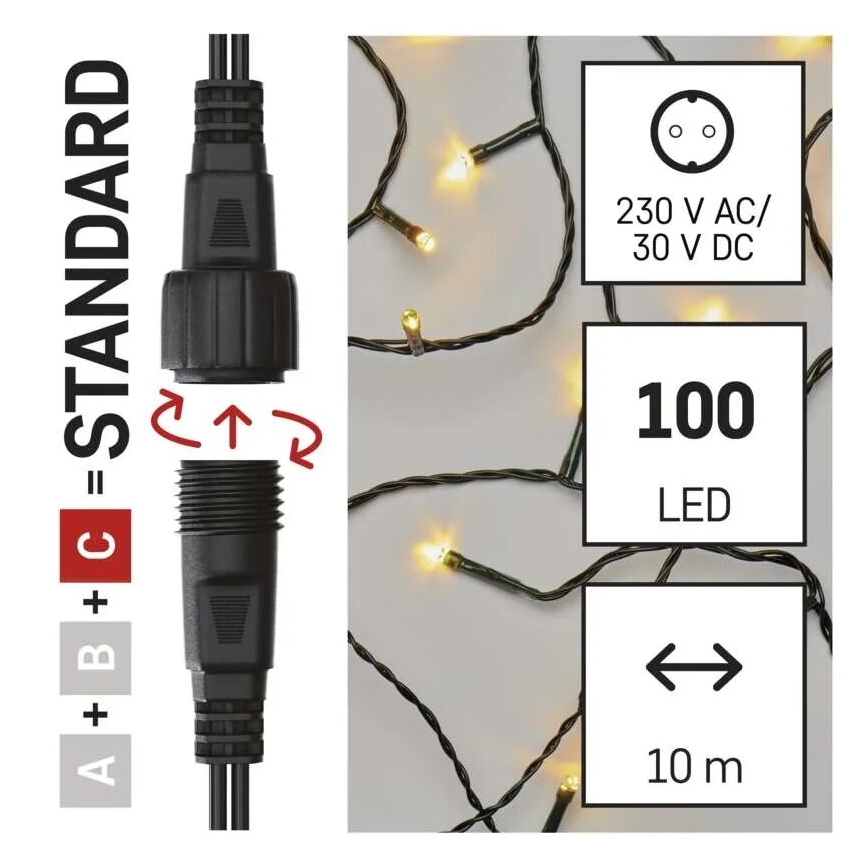 LED Екстериорни Коледни лампички 100xLED/10m IP44 топло бял