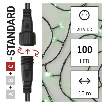 LED Екстериорни Коледни лампички 100xLED/10m IP44 зелен