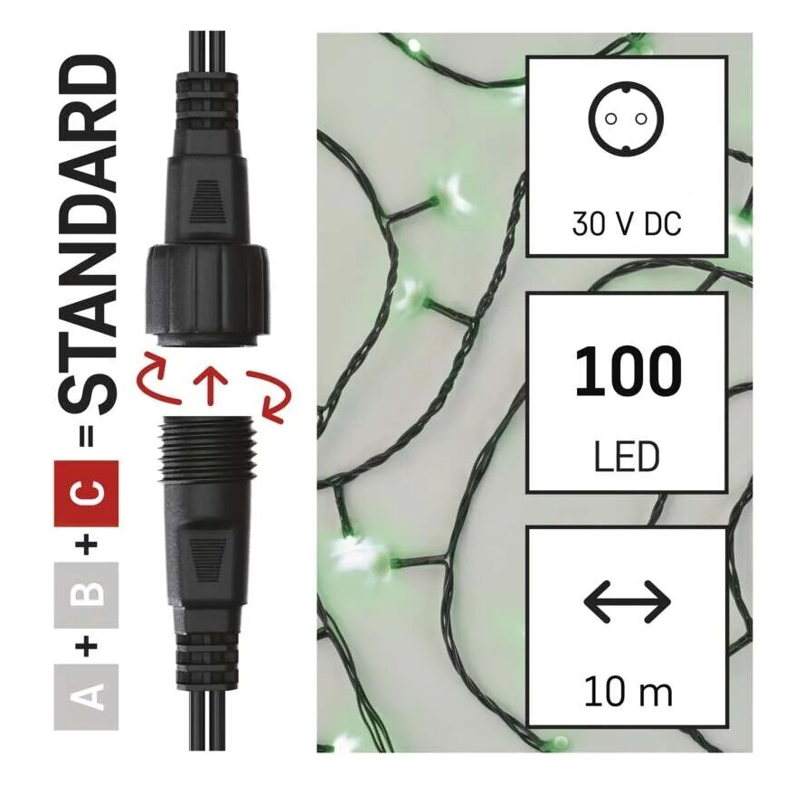 LED Екстериорни Коледни лампички 100xLED/10m IP44 зелен