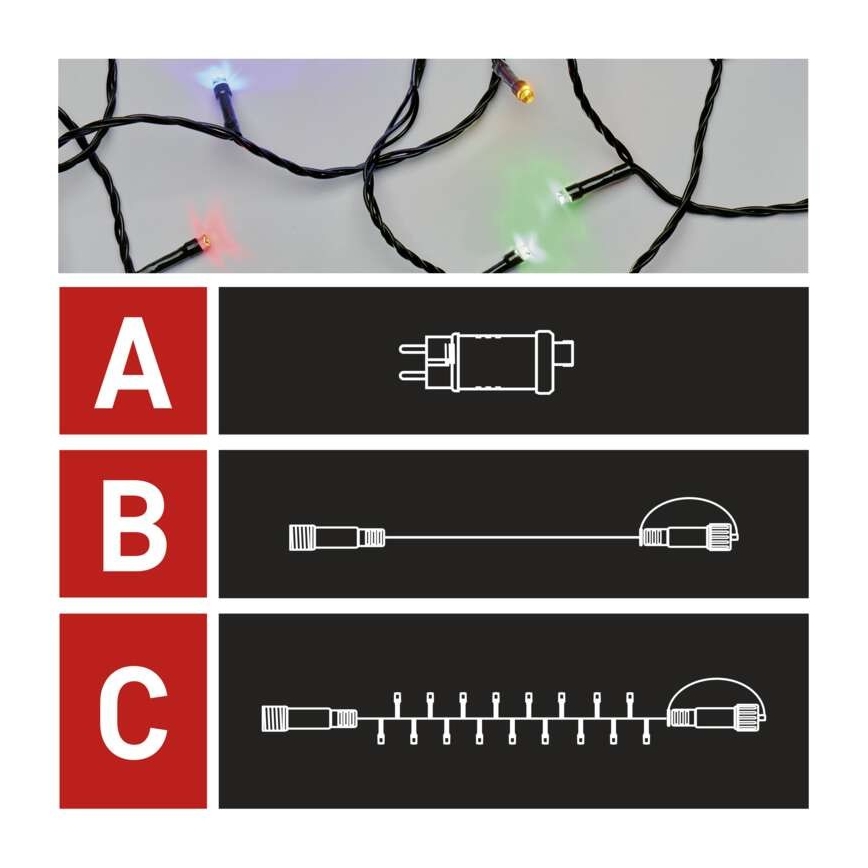 LED Екстериорни Коледни лампички 100xLED/15м IP44 шарени