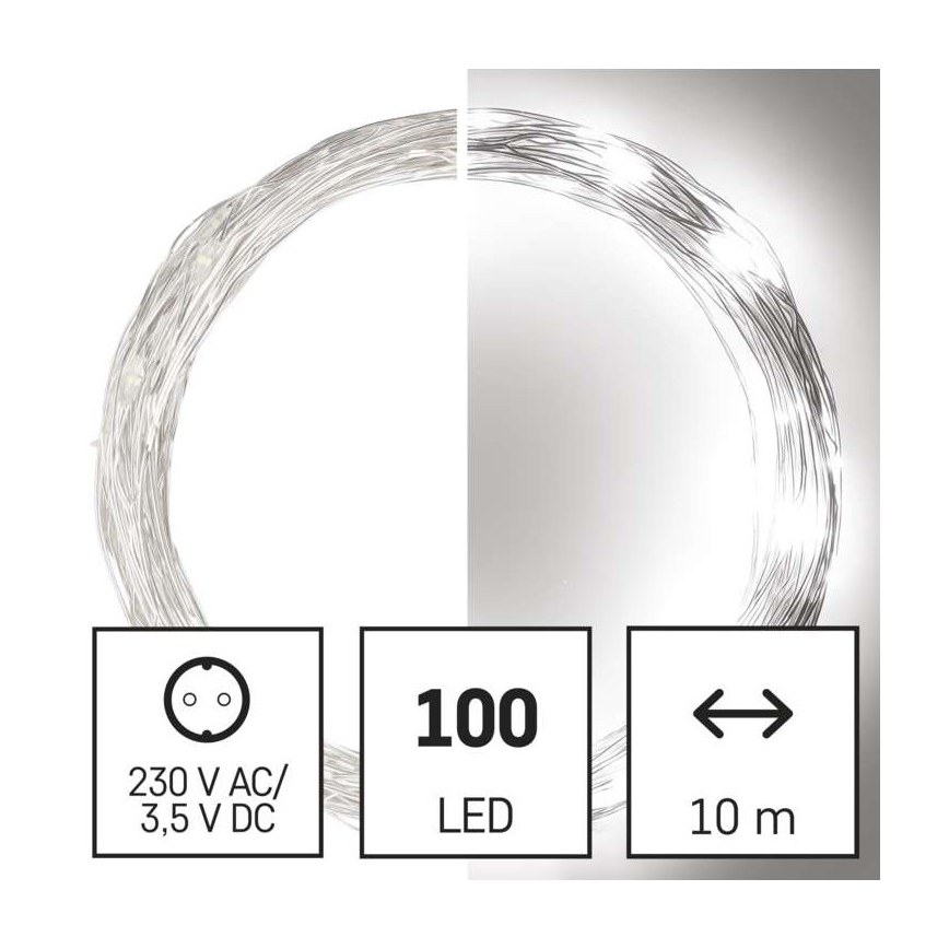 LED Екстериорни Коледни лампички 100xLED/15м IP44 студено бяло