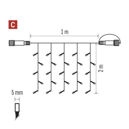 LED Екстериорни Коледни лампички 100xLED/1x2m IP44 студено бял