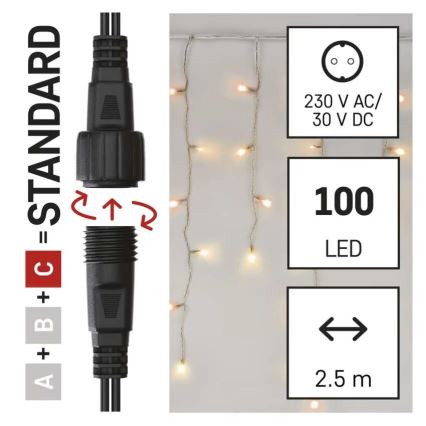 LED Екстериорни Коледни лампички 100xLED/2,5x0,9m IP44 червен/винтидж
