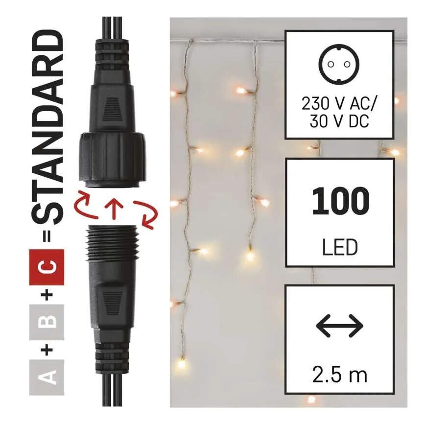LED Екстериорни Коледни лампички 100xLED/2,5x0,9m IP44 червен/винтидж