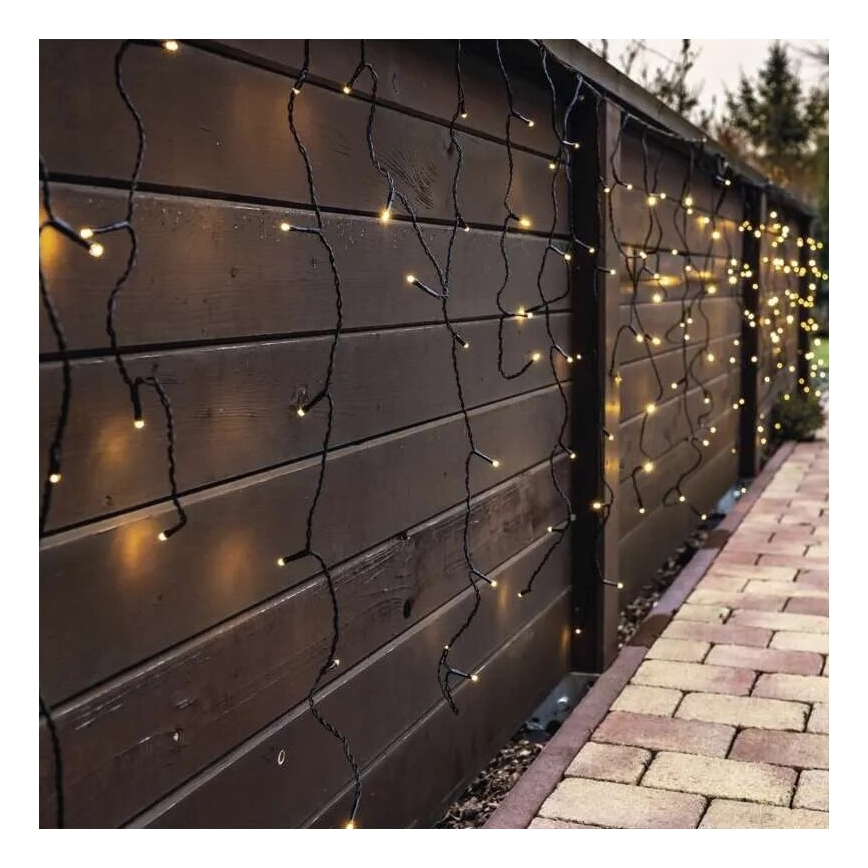 LED Екстериорни Коледни лампички 100xLED/2,5x0,9m IP44 топло бял