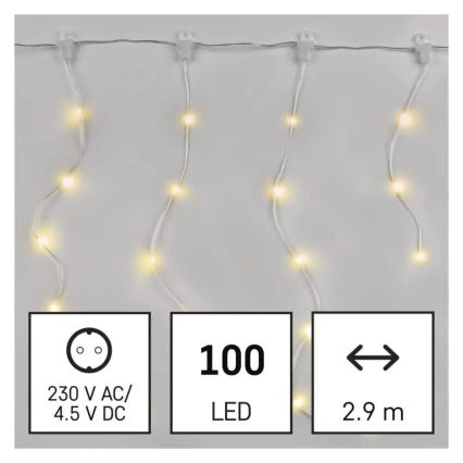 LED Екстериорни Коледни лампички 100xLED/8 функции 7,9x0,7m IP44 топло бял