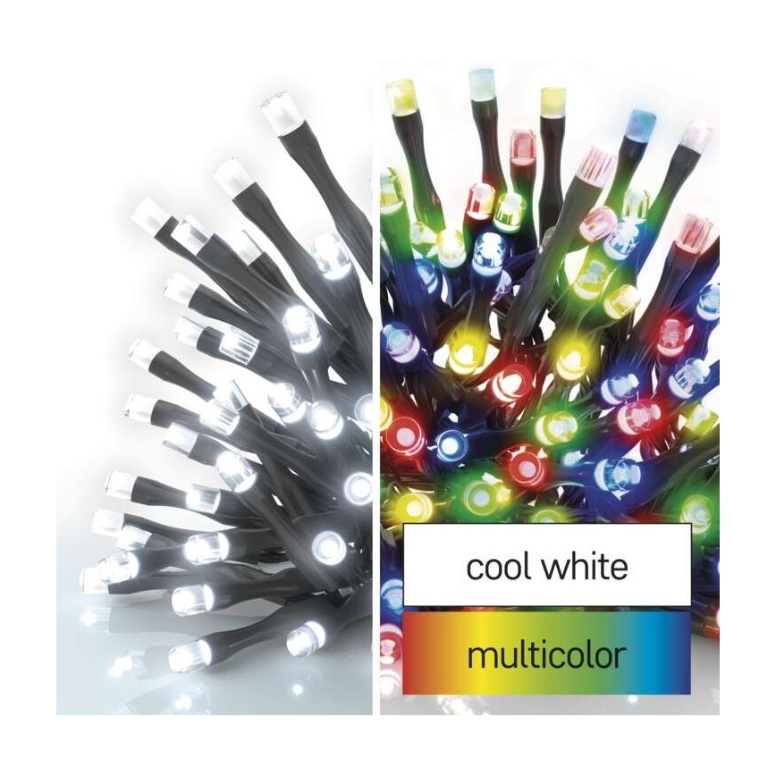 LED Екстериорни Коледни лампички 100xLED/8 режима 15м IP44 студено бяло/многоцветни