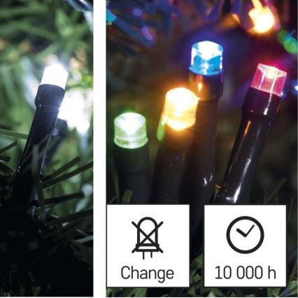 LED Екстериорни Коледни лампички 100xLED/8 режима 15м IP44 студено бяло/многоцветни