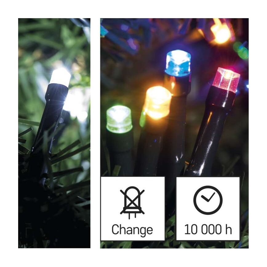 LED Екстериорни Коледни лампички 100xLED/8 режима 15м IP44 студено бяло/многоцветни