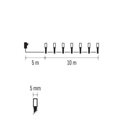 LED Екстериорни Коледни лампички 100xLED/8 режима 15м IP44 студено бяло/многоцветни