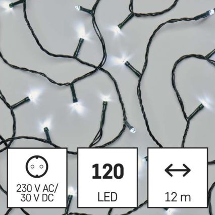 LED Екстериорни Коледни лампички 120xLED/17м IP44 студено бяло