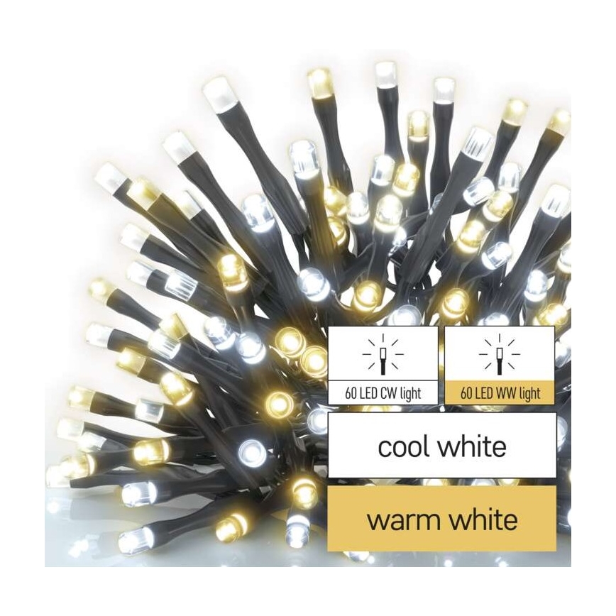 LED Екстериорни Коледни лампички 120xLED/17м IP44 топло/студено бяло