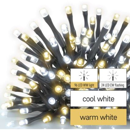 LED Екстериорни Коледни лампички 120xLED/2 функции 17м IP44 топло/студено бяло