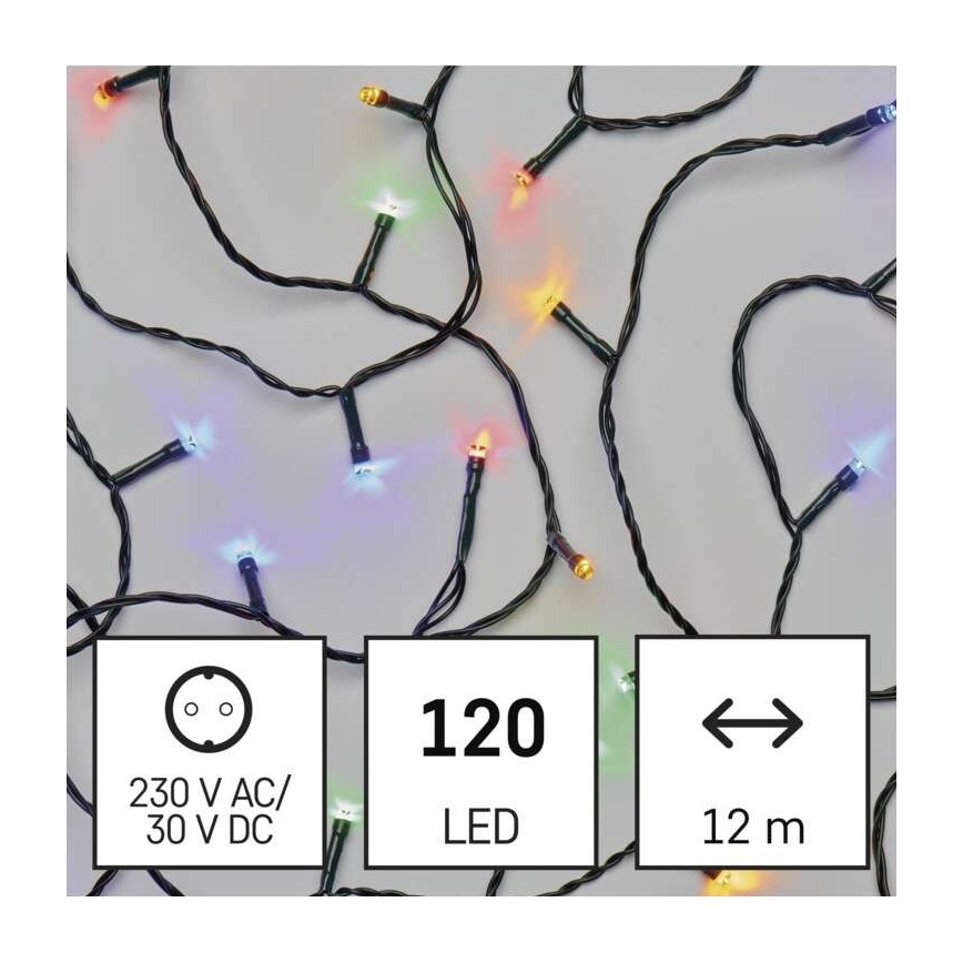 LED Екстериорни Коледни лампички 120xLED/8 режима 17м IP44 многоцветни