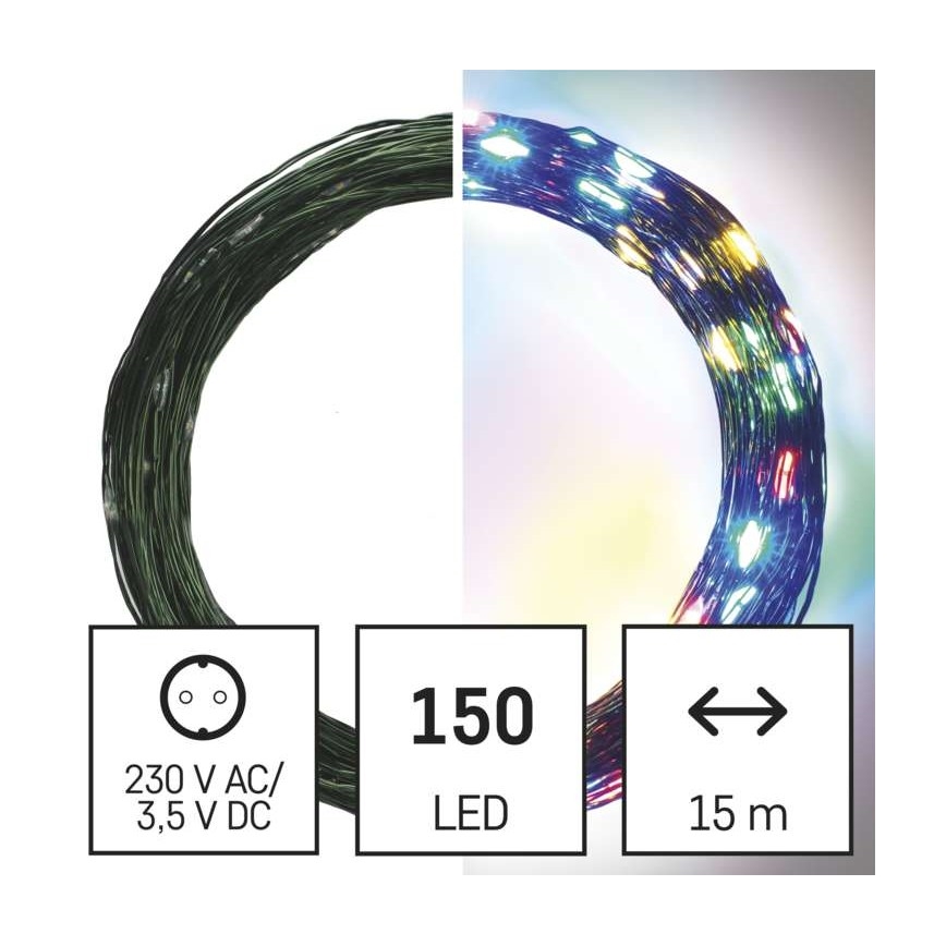 LED Екстериорни Коледни лампички 150xLED/20м IP44 многоцветни