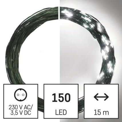 LED Екстериорни Коледни лампички 150xLED/20м IP44 студено бяло