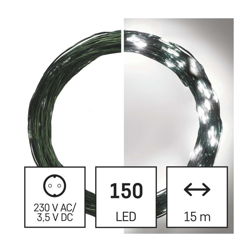 LED Екстериорни Коледни лампички 150xLED/20м IP44 студено бяло