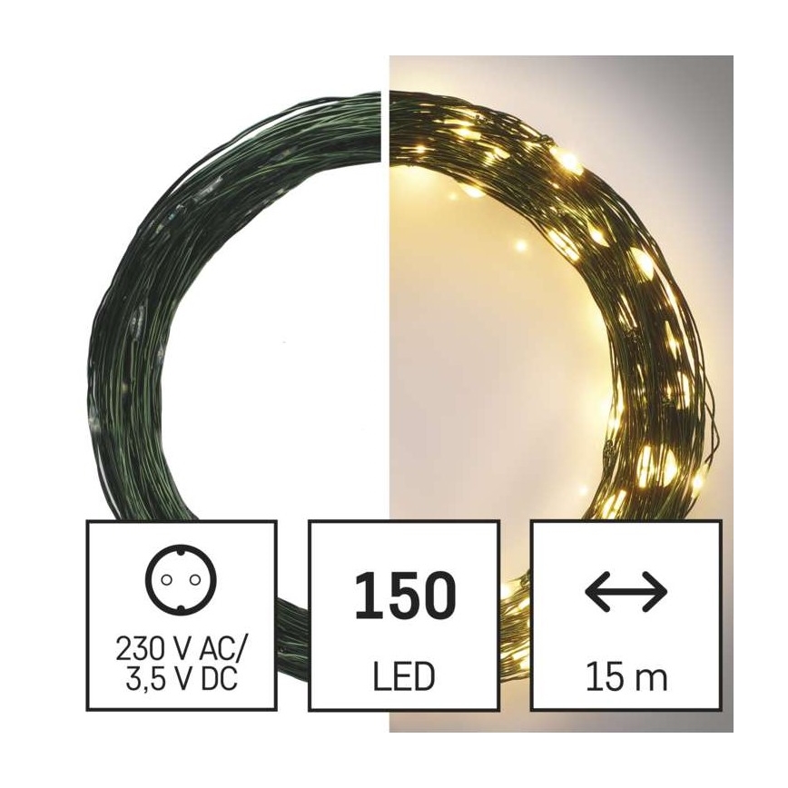 LED Екстериорни Коледни лампички 150xLED/20м IP44 топло бяло