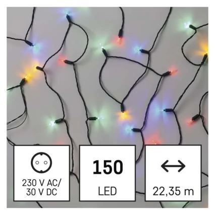 LED Екстериорни Коледни лампички 150xLED/27,35m IP44 многоцветен